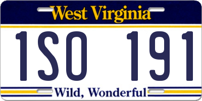 WV license plate 1SO191
