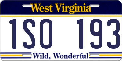 WV license plate 1SO193