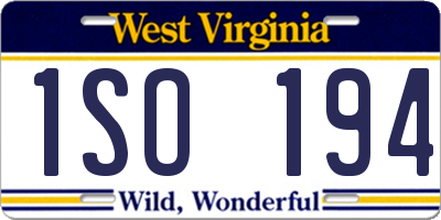 WV license plate 1SO194