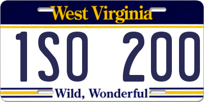 WV license plate 1SO200
