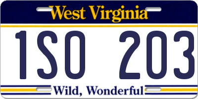 WV license plate 1SO203