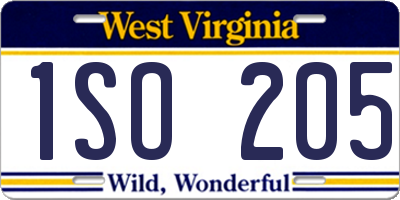 WV license plate 1SO205