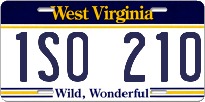 WV license plate 1SO210