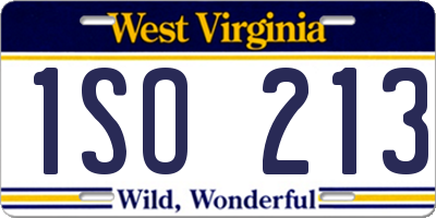 WV license plate 1SO213