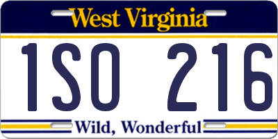 WV license plate 1SO216