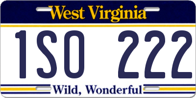 WV license plate 1SO222