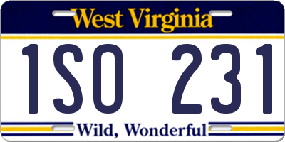 WV license plate 1SO231