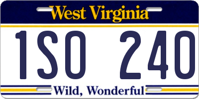 WV license plate 1SO240