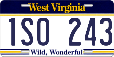 WV license plate 1SO243