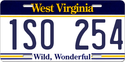 WV license plate 1SO254