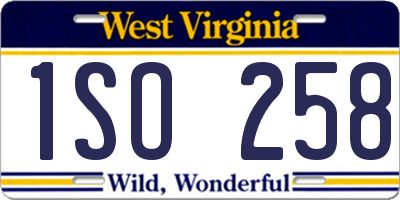 WV license plate 1SO258