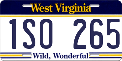 WV license plate 1SO265