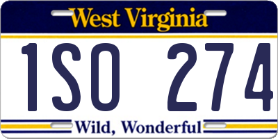WV license plate 1SO274