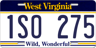 WV license plate 1SO275