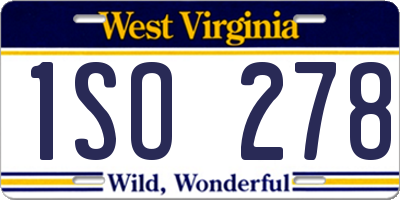 WV license plate 1SO278