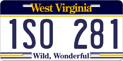 WV license plate 1SO281