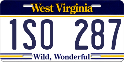 WV license plate 1SO287