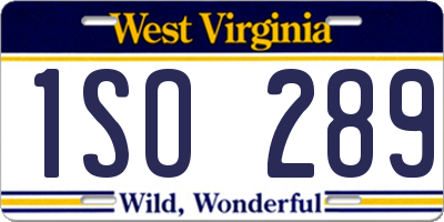 WV license plate 1SO289
