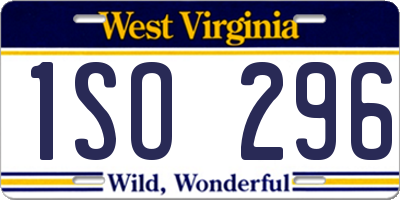 WV license plate 1SO296