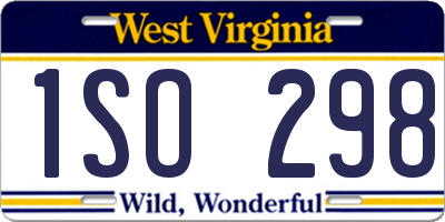 WV license plate 1SO298