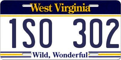 WV license plate 1SO302