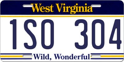 WV license plate 1SO304