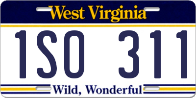 WV license plate 1SO311