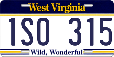 WV license plate 1SO315