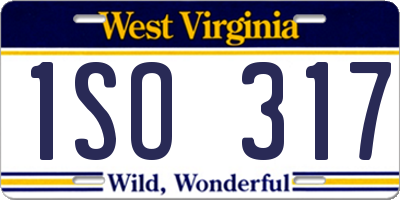 WV license plate 1SO317