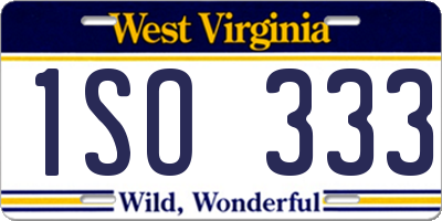 WV license plate 1SO333