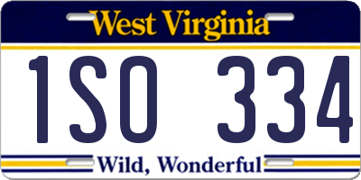 WV license plate 1SO334