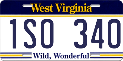 WV license plate 1SO340