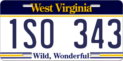WV license plate 1SO343
