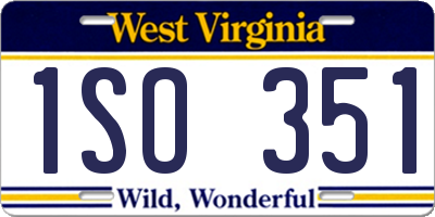WV license plate 1SO351