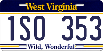 WV license plate 1SO353