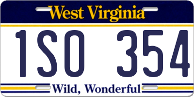 WV license plate 1SO354