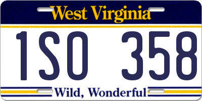 WV license plate 1SO358