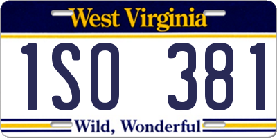 WV license plate 1SO381