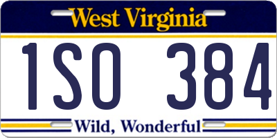 WV license plate 1SO384