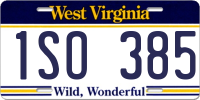 WV license plate 1SO385