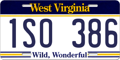 WV license plate 1SO386