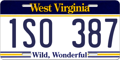 WV license plate 1SO387