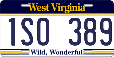 WV license plate 1SO389