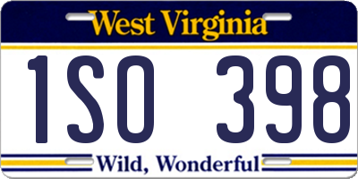 WV license plate 1SO398
