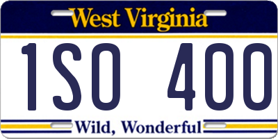 WV license plate 1SO400