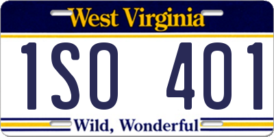 WV license plate 1SO401