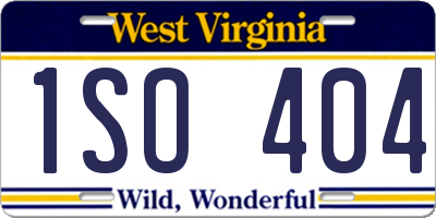 WV license plate 1SO404