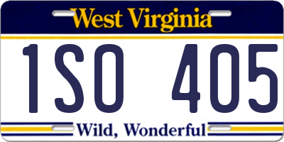 WV license plate 1SO405