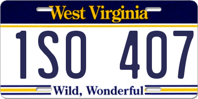 WV license plate 1SO407