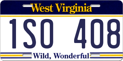 WV license plate 1SO408